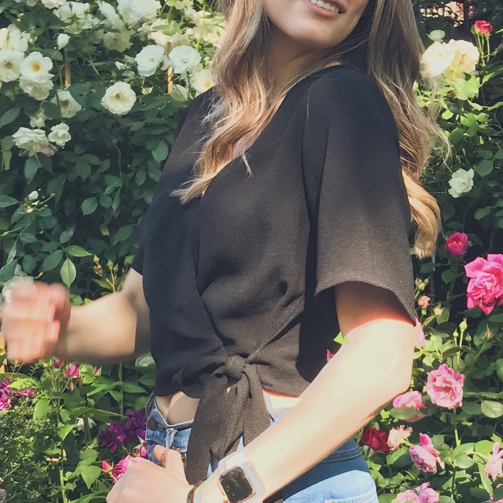 Black wrap crop top